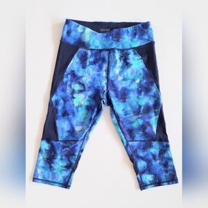 Calvin Klein Performance High Rise Capri Leggings Blue Abstract Print Size Small